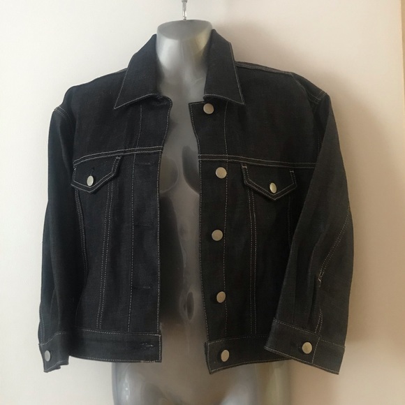 New. GAP 1969 Oversized Crop Denim Jacket | Cropped Sleeves: Dark Blue Small - Picture 8 of 15